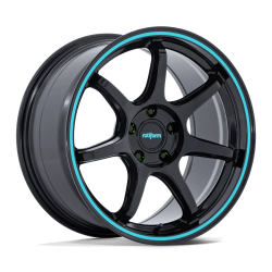Джанта Rotiform RC208 BPU 19X9.5 5x114.3 ET 38 72.56 GLOSS BLACK W/ TEAL STRIPE